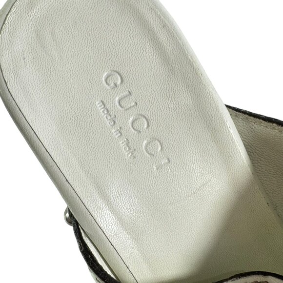 GUCCI White Leather Guccissima Horsebit Platform Clogs Italy Marked as 34.5-4.5 - Picture 6 of 11